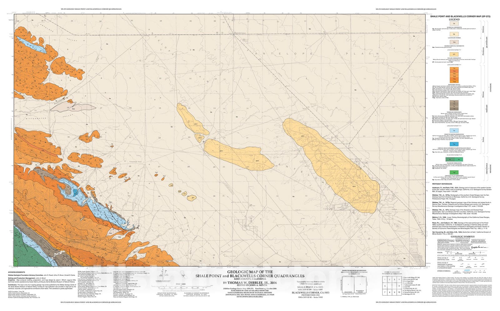 Map : Geologic map of the Shale Point and Blackwells Corner quadrangles, Kern County, California, 2006 Cartography Wall Art :