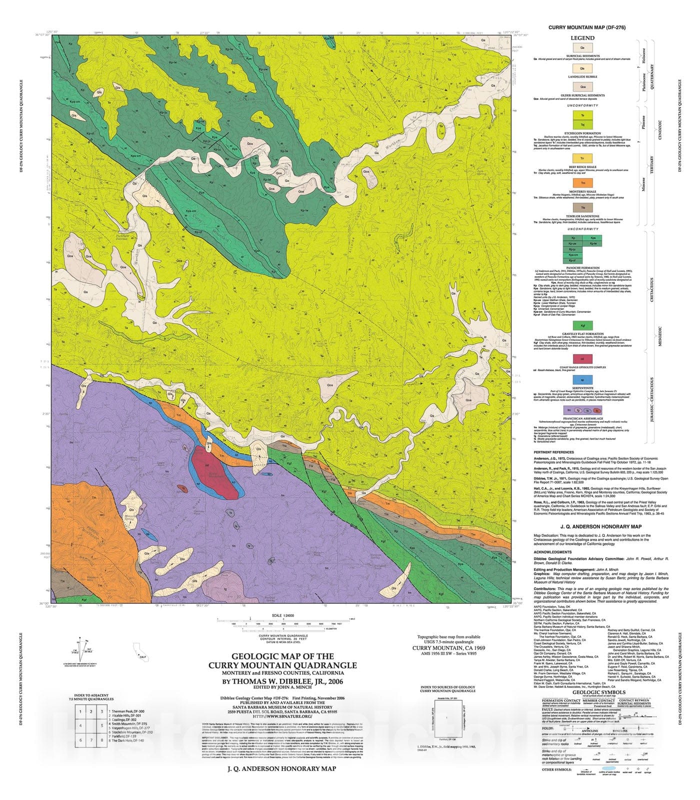 Map : Geologic map of the Curry Mountain quadrangle, Monterey and Fresno Counties, California, 2006 Cartography Wall Art :