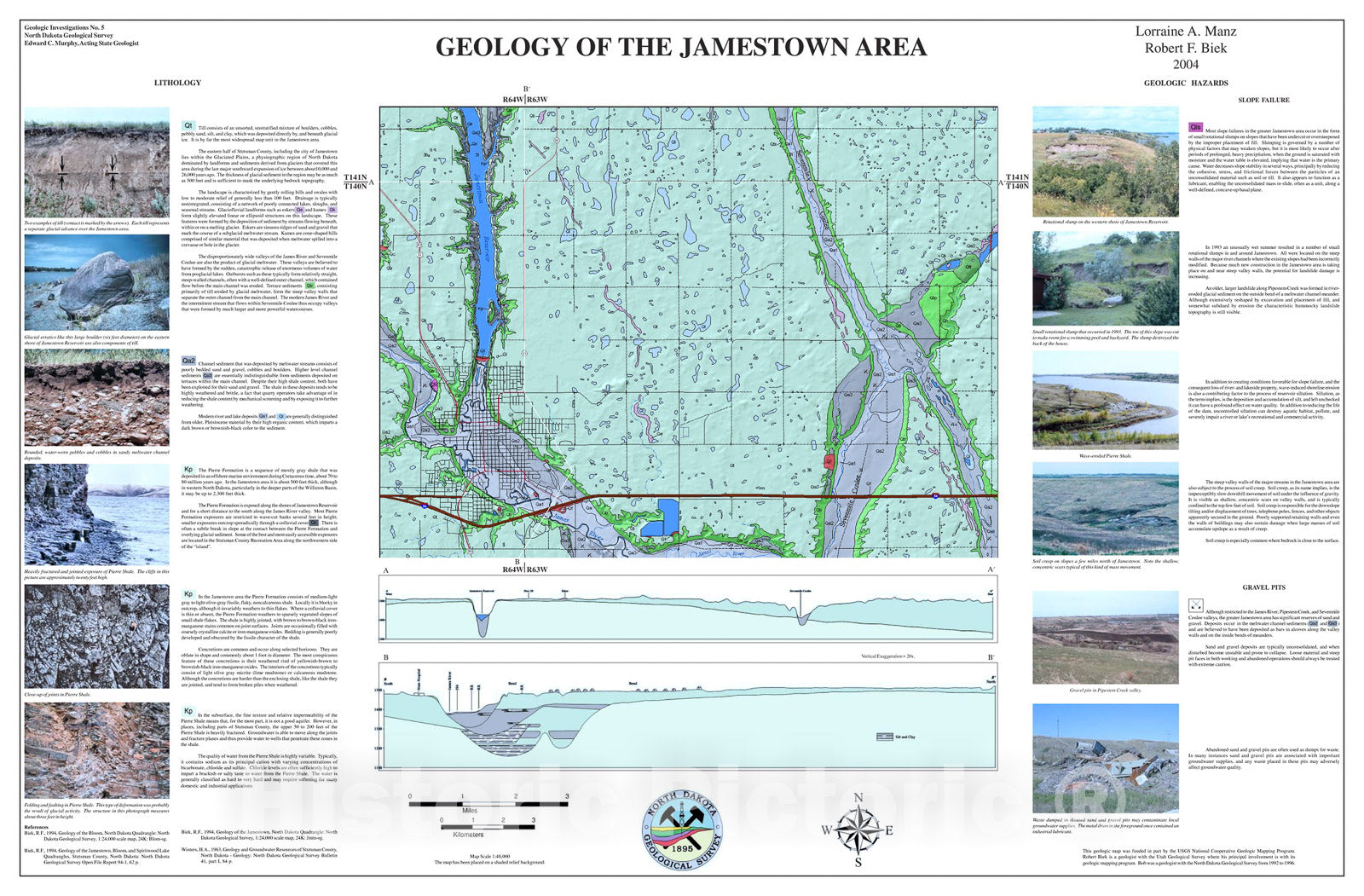 Map : Geology of the Jamestown Area [North Dakota], 2004 Cartography Wall Art :