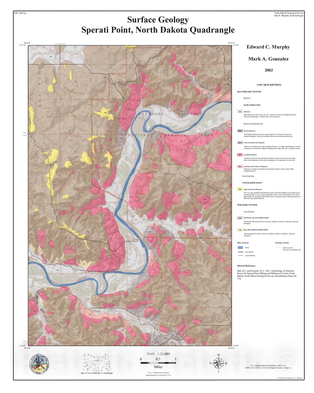 Map : Surface geology - Sperati Point quadrangle, North Dakota, 2003 Cartography Wall Art :