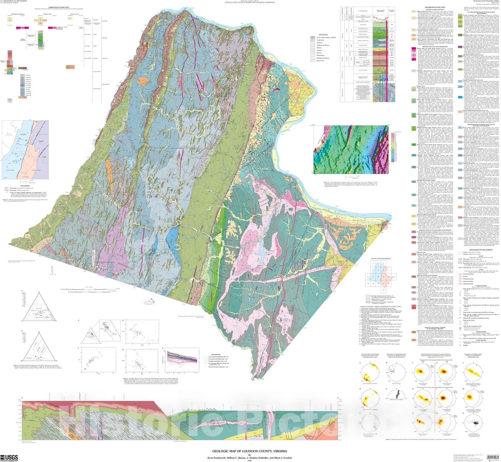 Map : Geologic map of Loudoun County, Virginia, 2007 Cartography Wall Art :