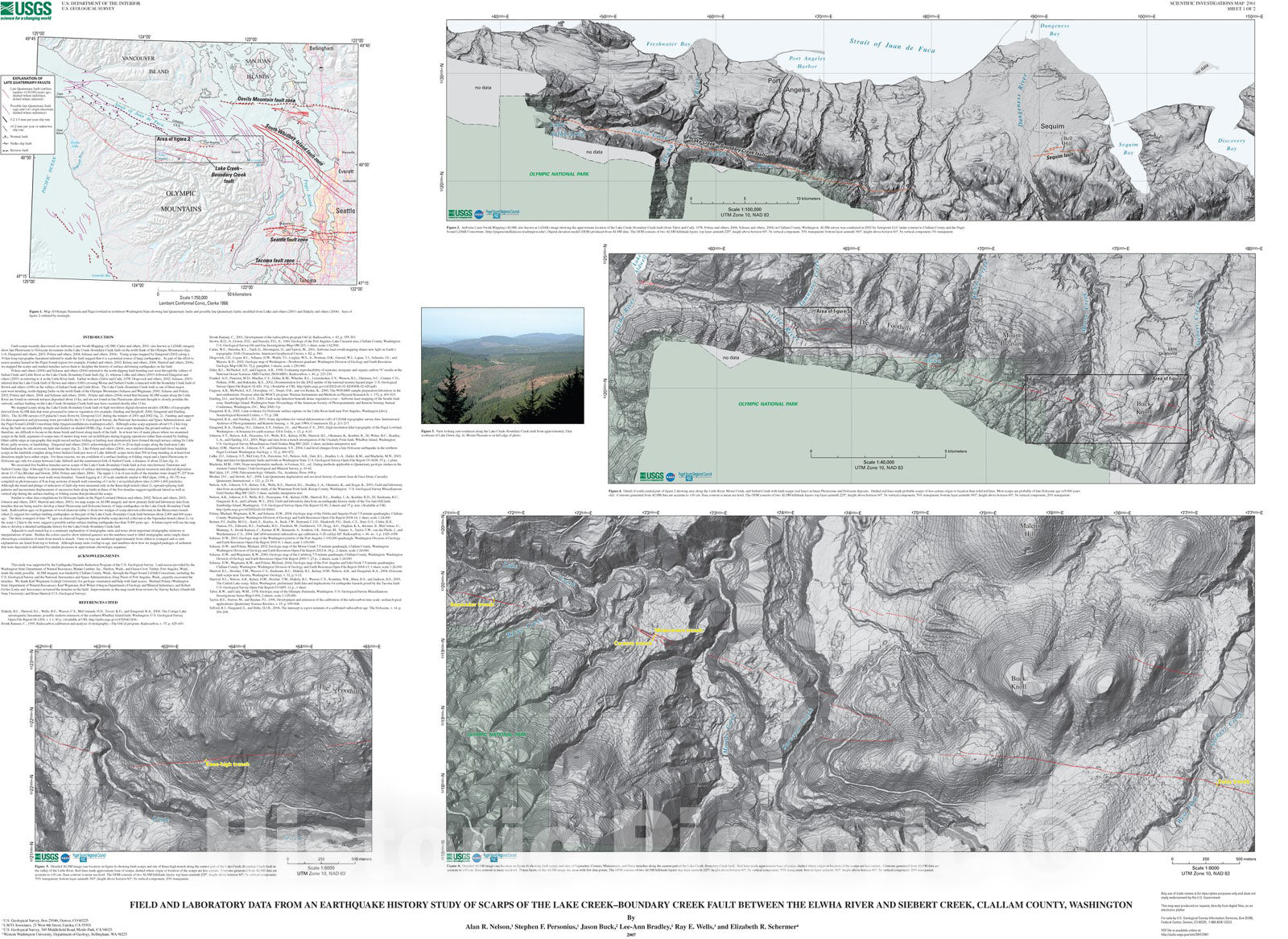 Map : Field and laboratory data from an earthquake history study of scarps of the Lake Creek - Boundary Creek fault between the , 2007 Cartography Wall Art :