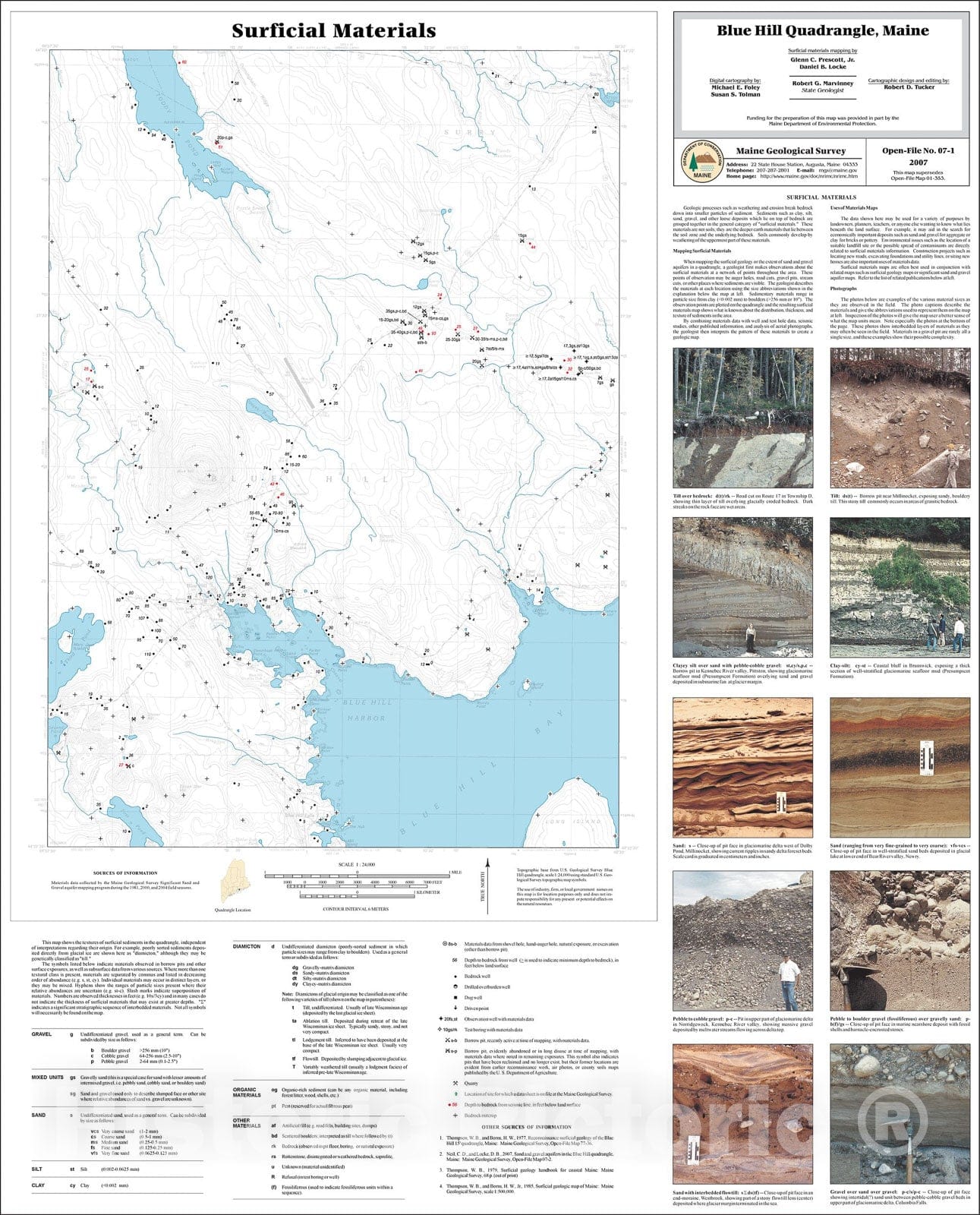 Map : Surficial materials of the Blue Hill quadrangle, Maine, 2007 Cartography Wall Art :