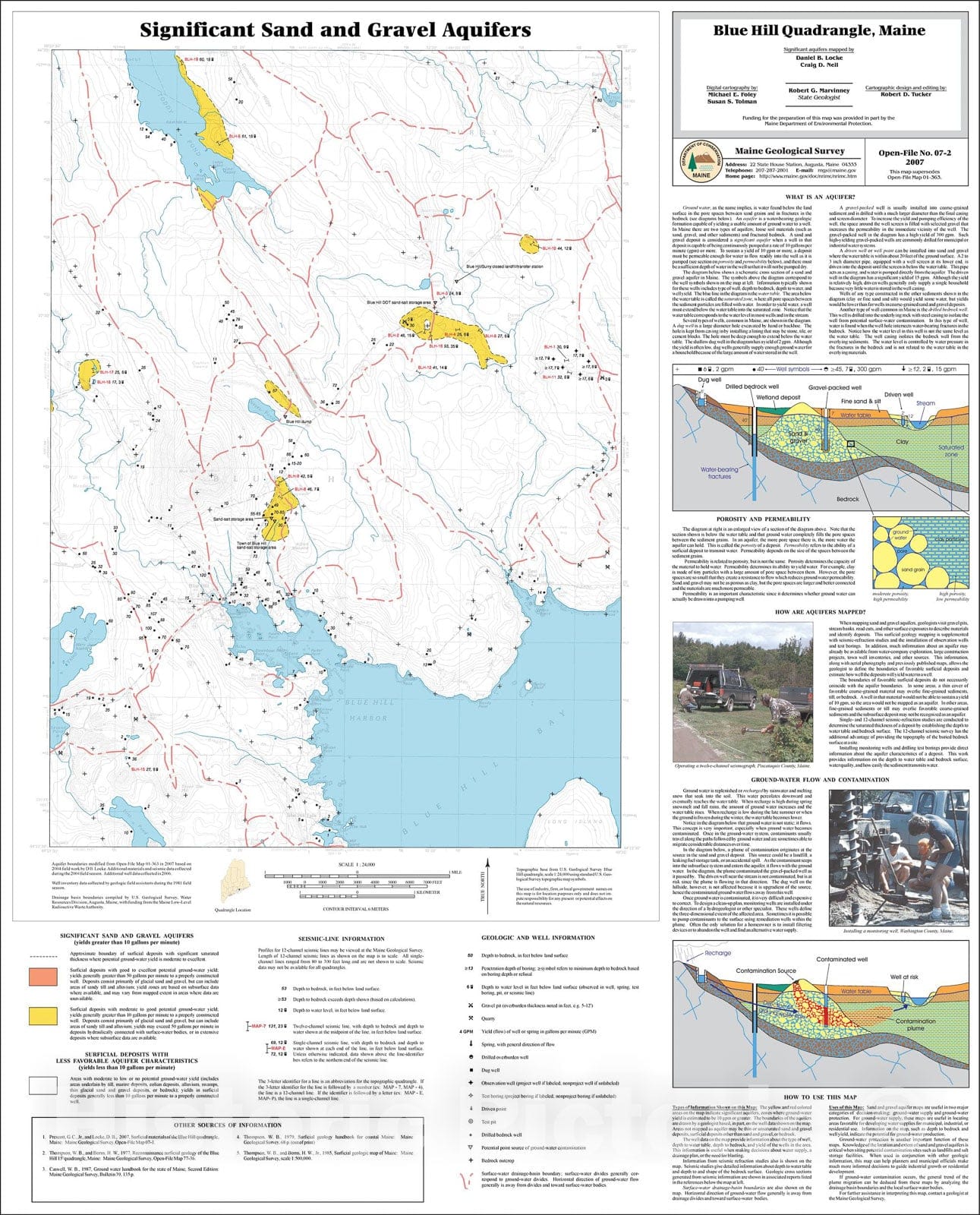 Map : Sand and gravel aquifers in the Blue Hill quadrangle, Maine, 2007 Cartography Wall Art :