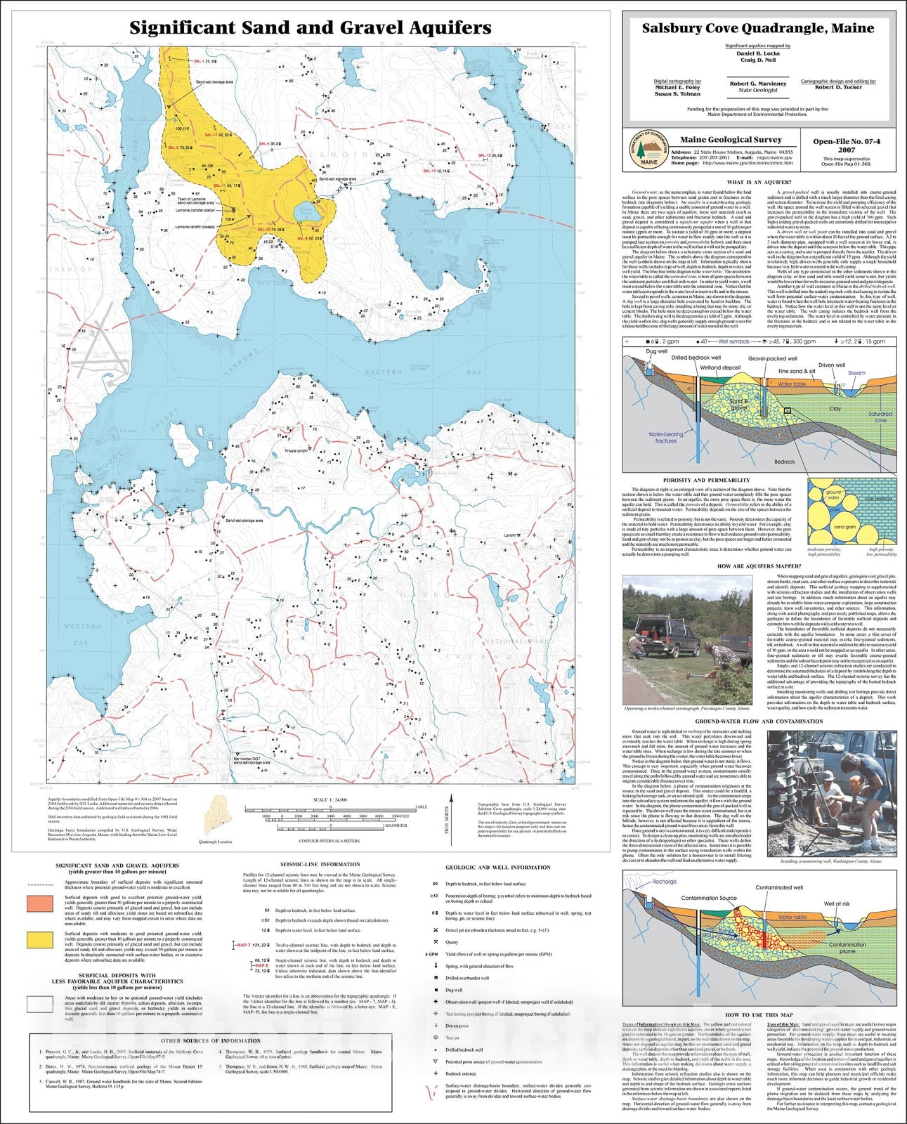 Map : Sand and gravel aquifers in the Salsbury Cove quadrangle, Maine, 2007 Cartography Wall Art :