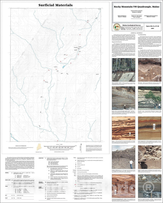 Map : Surficial materials of the Rocky Mountain NW quadrangle, Maine, 2007 Cartography Wall Art :