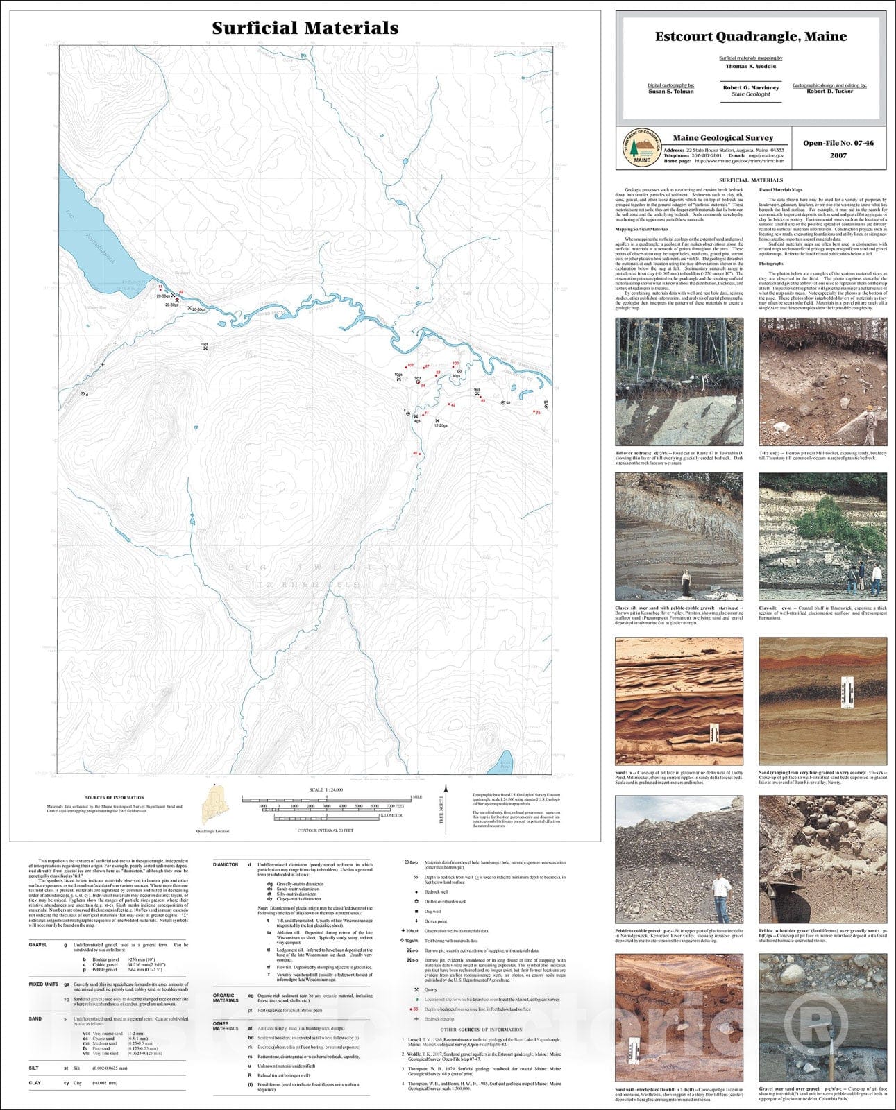 Map : Surficial materials of the Estcourt quadrangle, Maine, 2007 Cartography Wall Art :