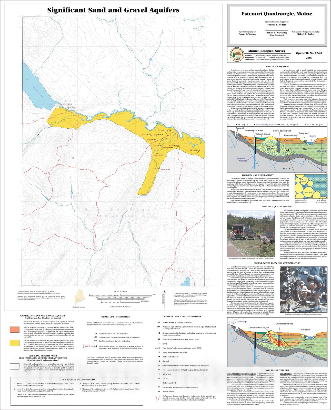 Map : Sand and gravel aquifers in the Estcourt quadrangle, Maine, 2007 Cartography Wall Art :