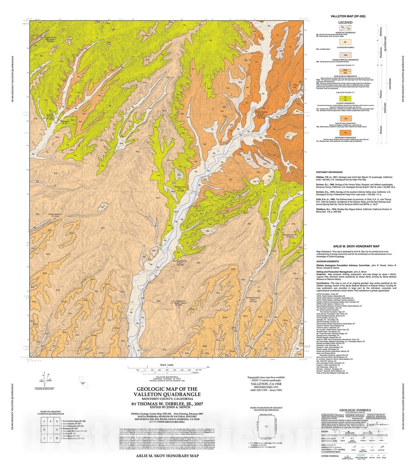 Map : Geologic map of the Valleton quadrangle, Monterey County, California, 2007 Cartography Wall Art :