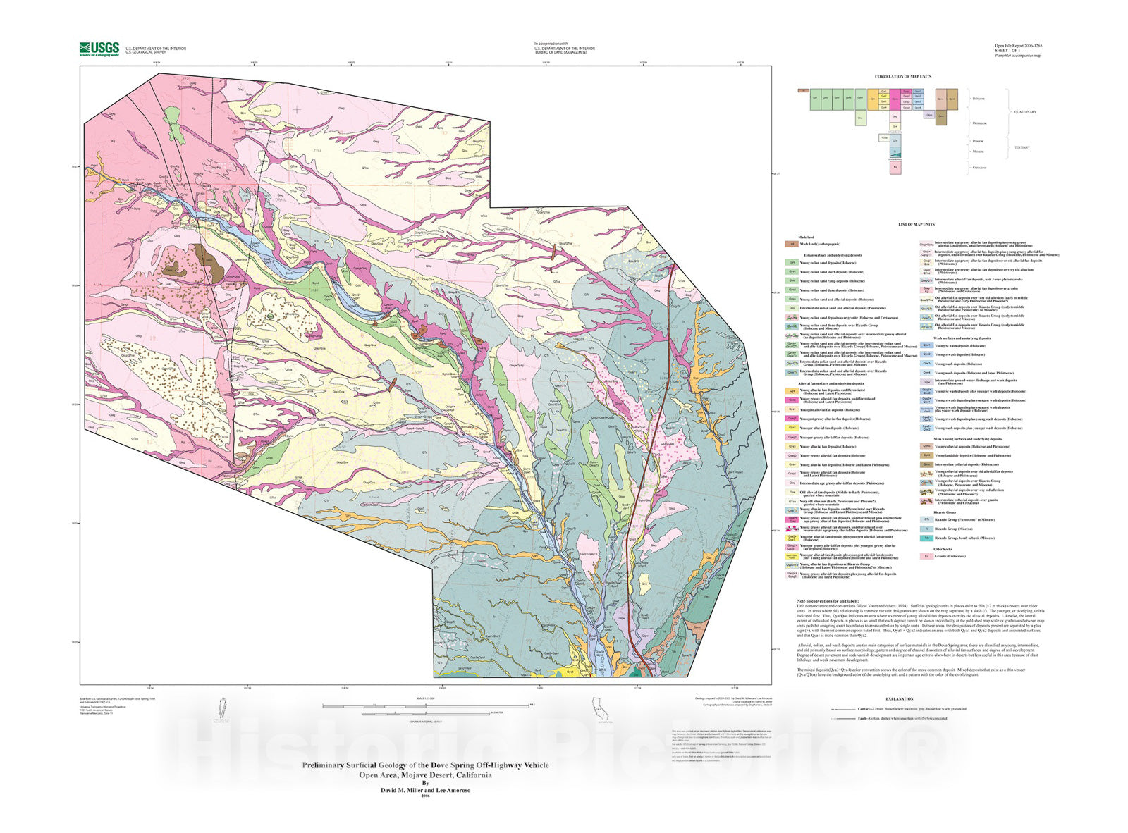 Map : Preliminary surficial geology of the Dove Spring Off-Highway Vehicle Open Area, Mojave Desert, California, 2007 Cartography Wall Art :