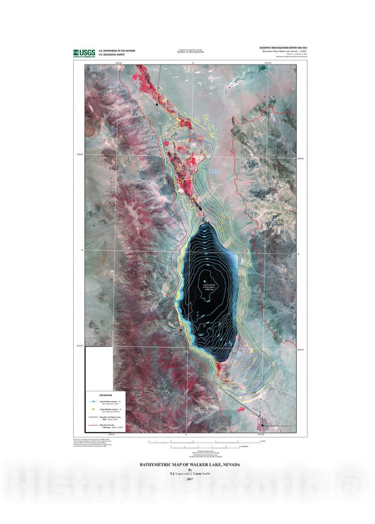 Map : Bathymetry of Walker Lake, west-central Nevada, 2007 Cartography Wall Art :