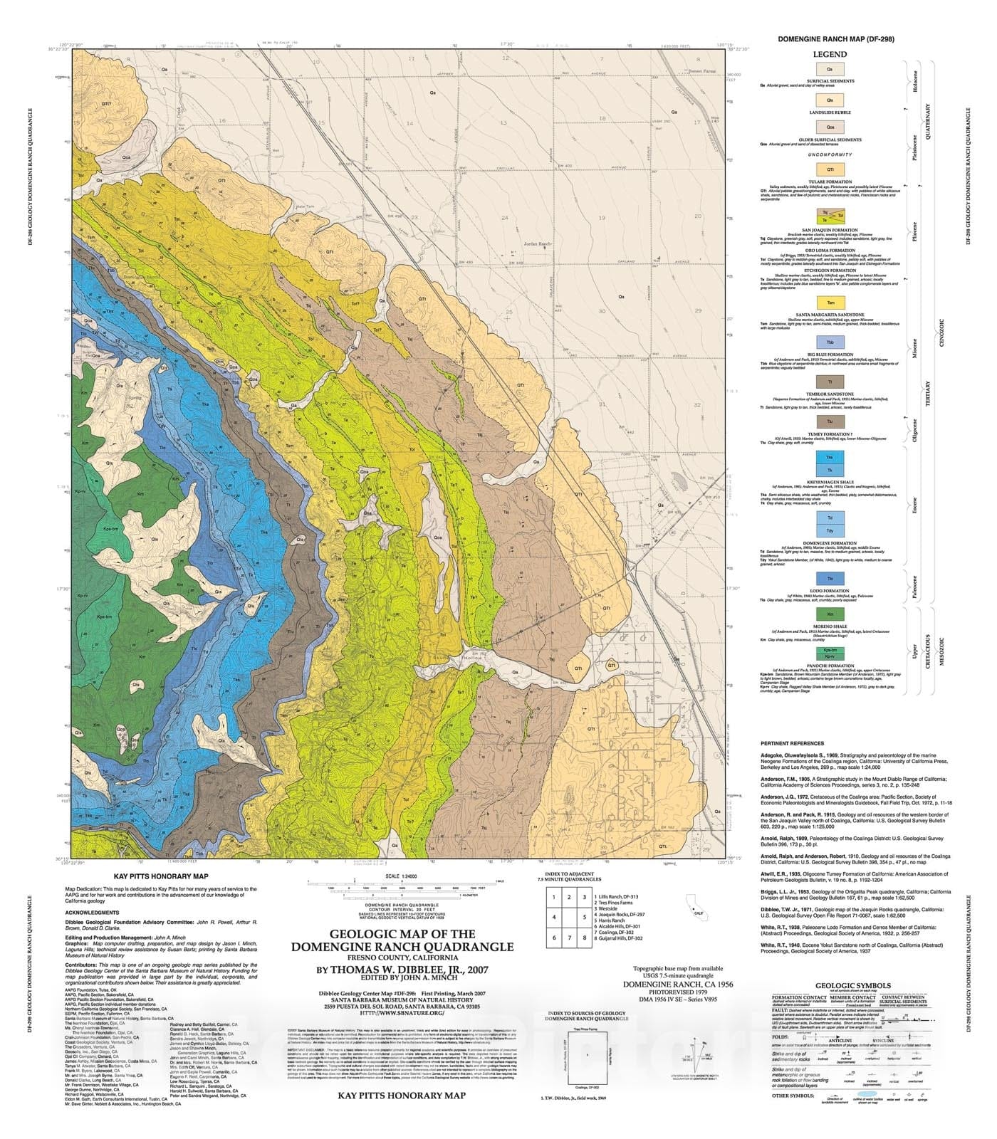 Map : Geologic map of the Domengine Ranch quadrangle, Fresno County, California, 2007 Cartography Wall Art :