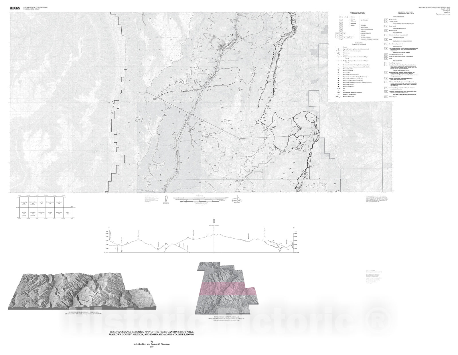 Map : Mineral resources of the Hells Canyon study area, Wallowa County, Oregon, and Idaho and Adams Counties, Idaho, 2007 Cartography Wall Art :