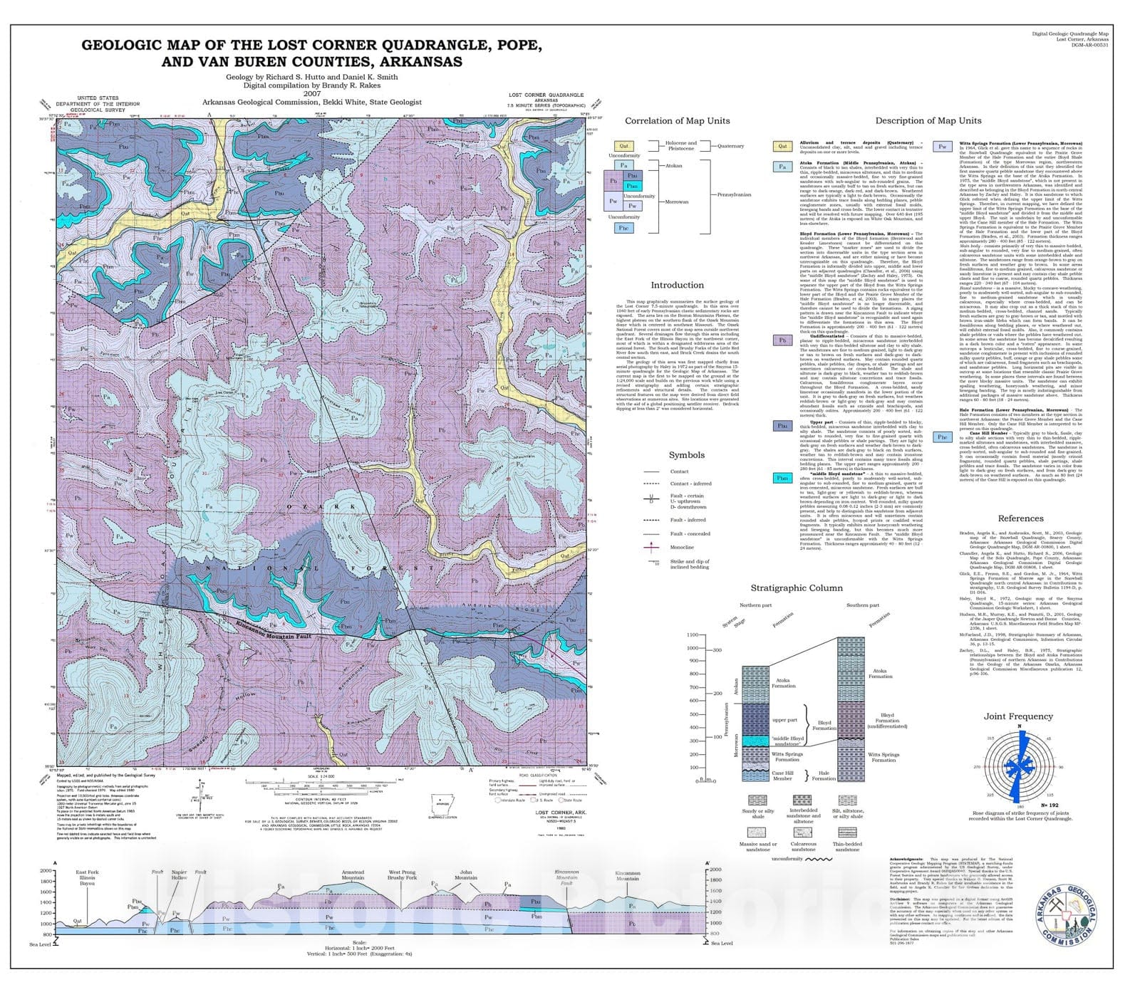 Map : Geologic map of the Lost Corner Quadrangle, Pope and Van Buren Counties, Arkansas, 2007 Cartography Wall Art :