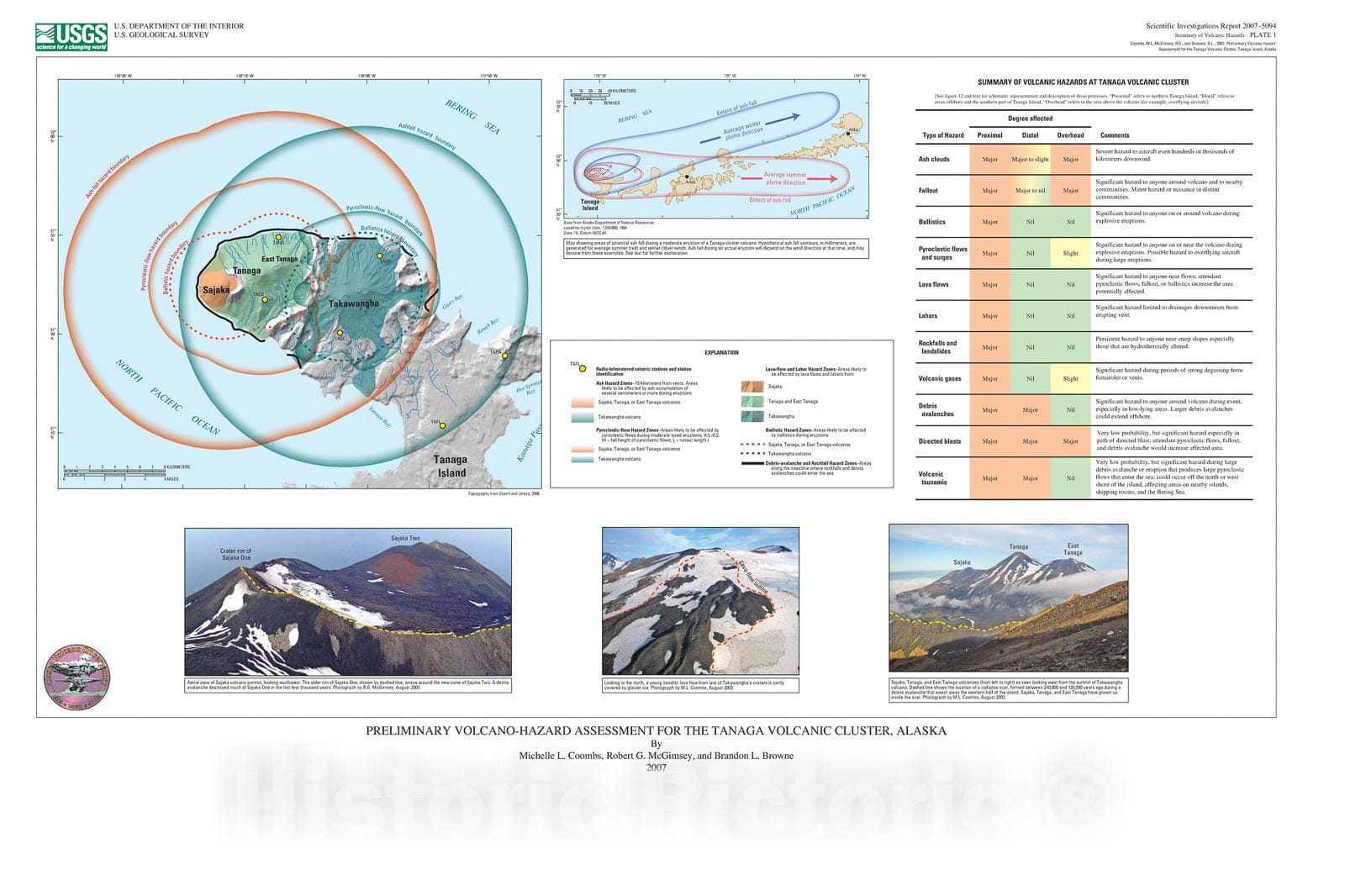 Map : Preliminary volcano-hazard assessment for the Tanaga volcanic cluster, Tanaga Island, Alaska, 2007 Cartography Wall Art :