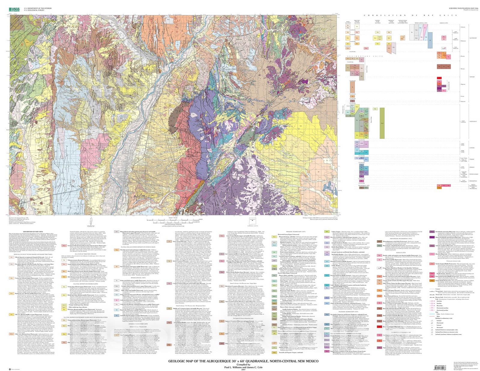 Map : Geologic map of the Albuquerque 30' x 60' quadrangle, north-central New Mexico, 2007 Cartography Wall Art :