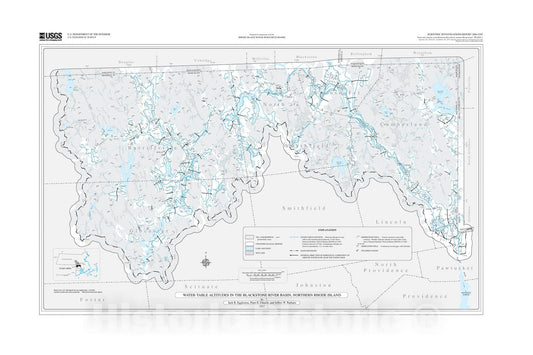 Map : Long-term ground-water levels and transmissivity in the Blackstone River Basin, northern Rhode Island, 2007 Cartography Wall Art :