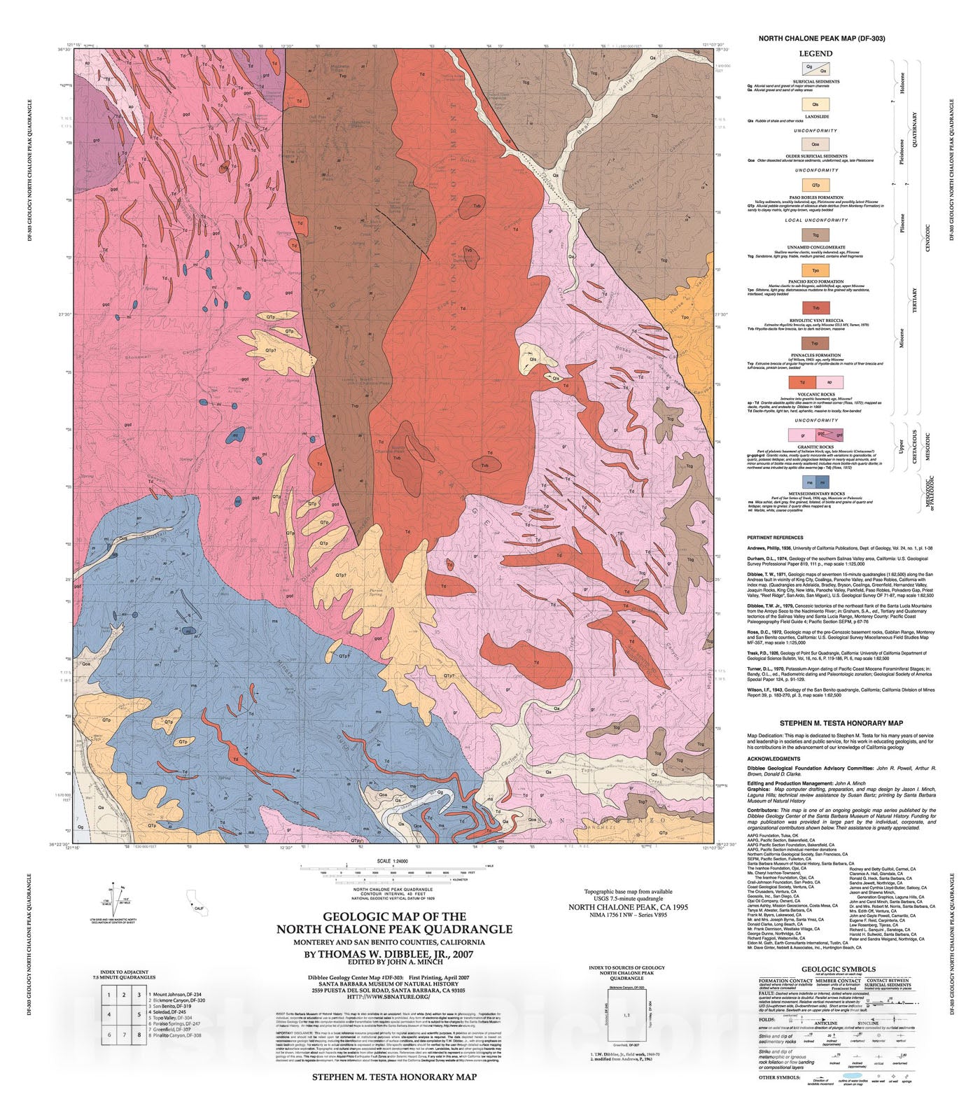 Map : Geologic map of the North Chalone Peak quadrangle, Monterey and San Benito Counties, California, 2007 Cartography Wall Art :