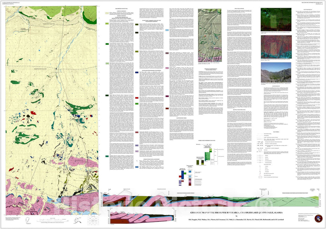 Map : Geologic Map of the Siksikpuk River Area, Chandler Lake Quadrangle, Alaska, 2007 Cartography Wall Art :