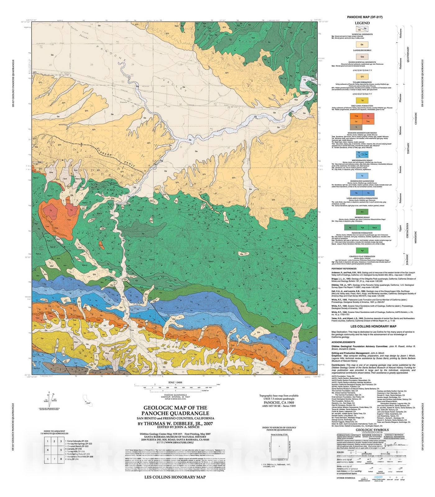 Map : Geologic map of the Panoche quadrangle, San Benito and Fresno Counties, California, 2007 Cartography Wall Art :