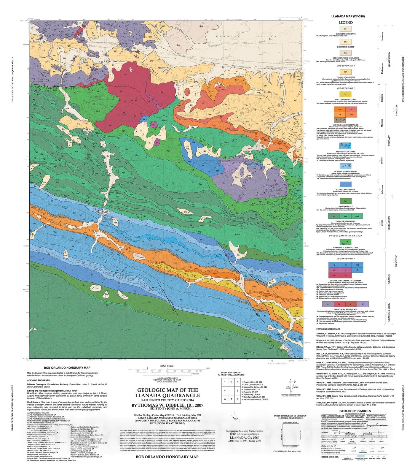 Map : Geologic map of the Llanada quadrangle, San Benito County, California, 2007 Cartography Wall Art :