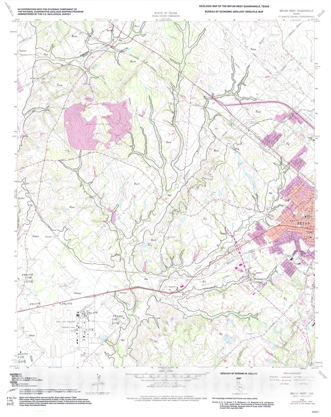 Map : Geologic map of the Bryan West quadrangle, Texas, 2007 Cartography Wall Art :