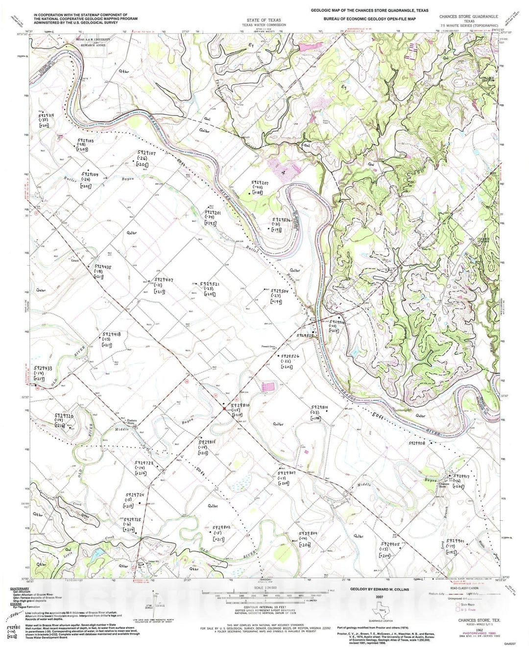Map : Geologic map of the Chances Store quadrangle, Texas, 2007 Cartography Wall Art :