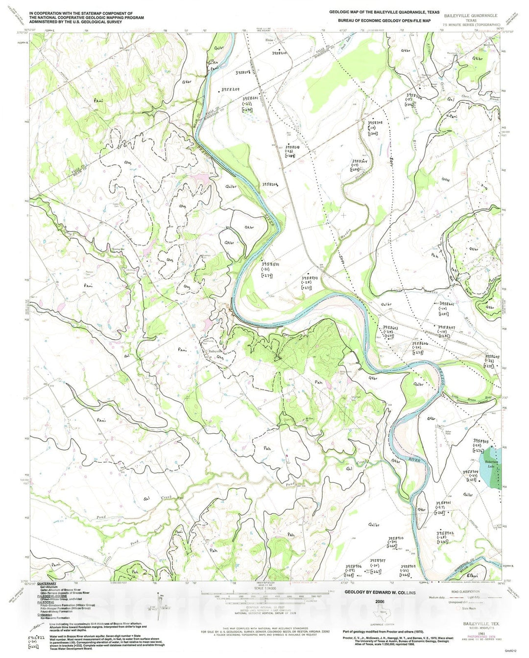 Map : Geologic map of the Baileyville quadrangle, Texas, 2006 Cartography Wall Art :