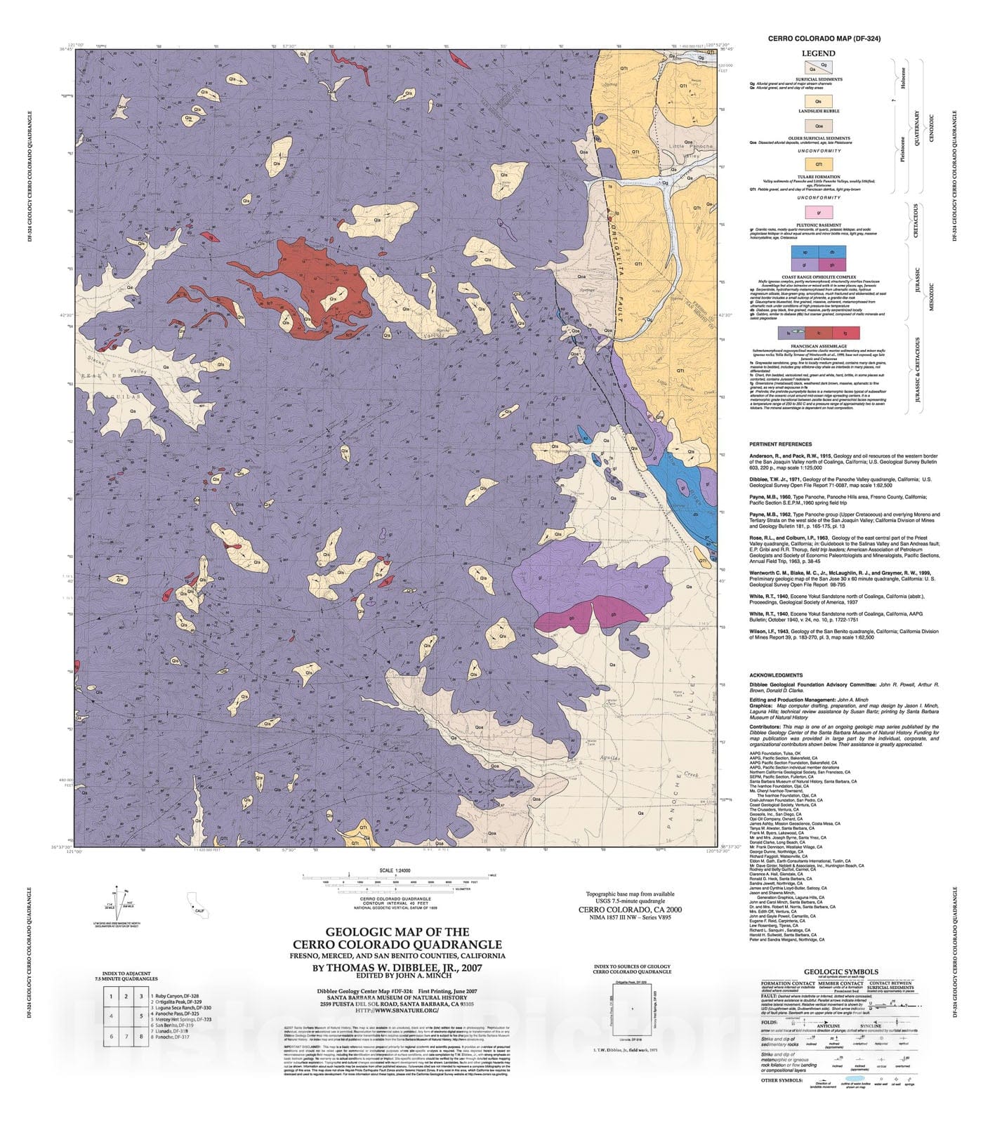 Map : Geologic map of the Cerro Colorado quadrangle, Fresno, Merced,  and San Benito Counties, California, 2007 Cartography Wall Art :