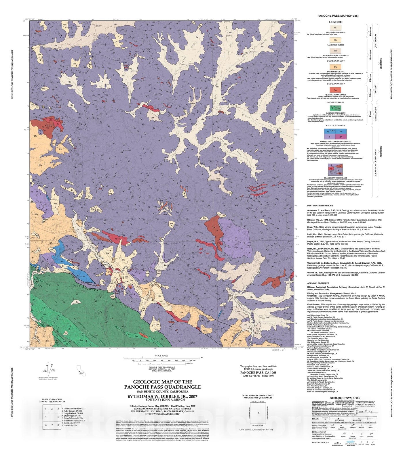 Map : Geologic map of the Panoche Pass quadrangle, San Benito County, California, 2007 Cartography Wall Art :