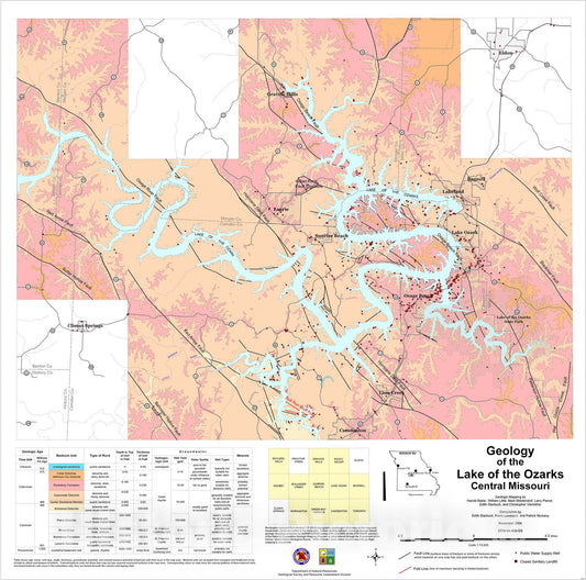 Map : Geology of the Lake of the Ozarks, central Missouri, 2004 Cartography Wall Art :