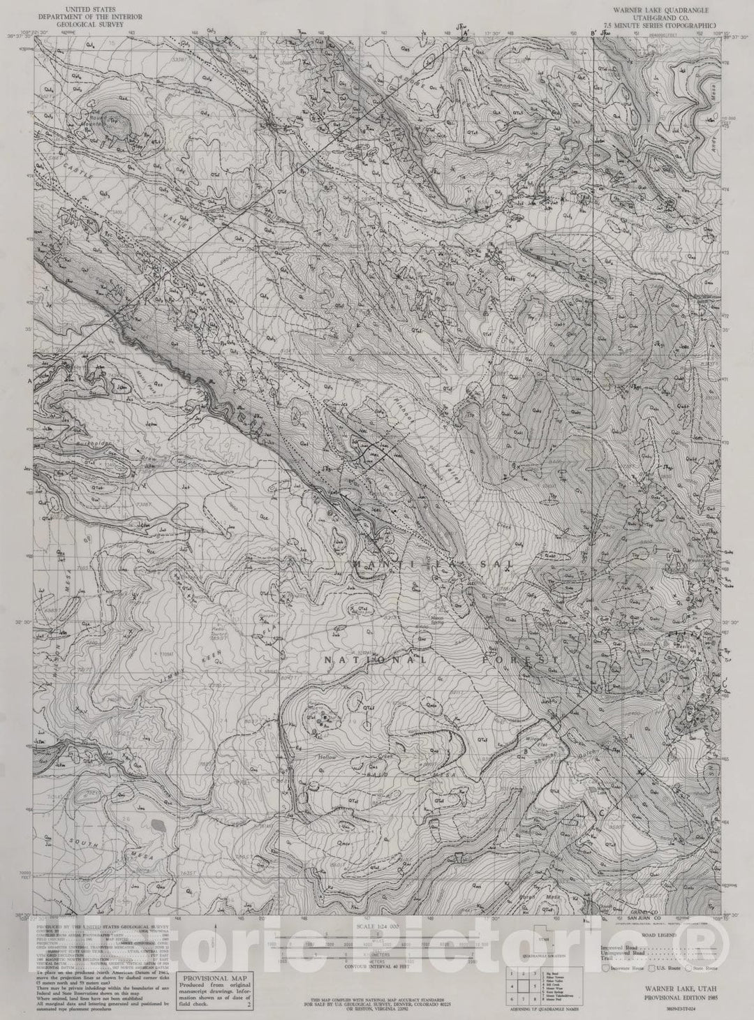 Map : Preliminary geologic map of the Warner Lake quadrangle, Grand County, Utah, 2006 Cartography Wall Art :
