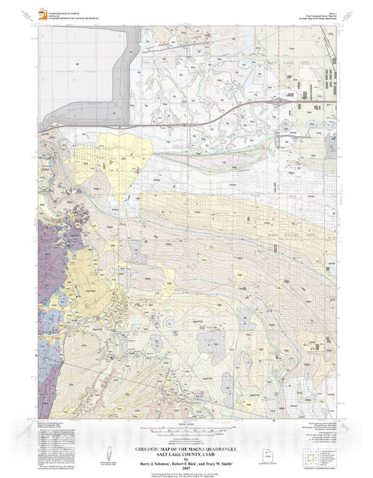 Map : Geologic map of the Magna quadrangle, Salt Lake County, Utah, 2007 Cartography Wall Art :