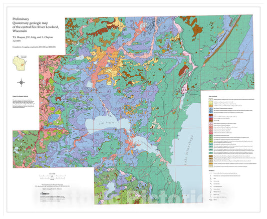 Map : Preliminary Quaternary geologic map of the central Fox River Lowland, Wisconsin, 2004 Cartography Wall Art :