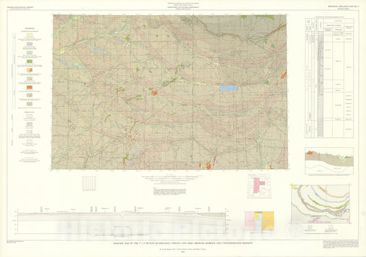 Map : Geologic map of the one degree x two degree Muncie quadrangle, Indiana and Ohio, showing bedrock and unconsolidated deposits, one97one Cartography Wall Art :