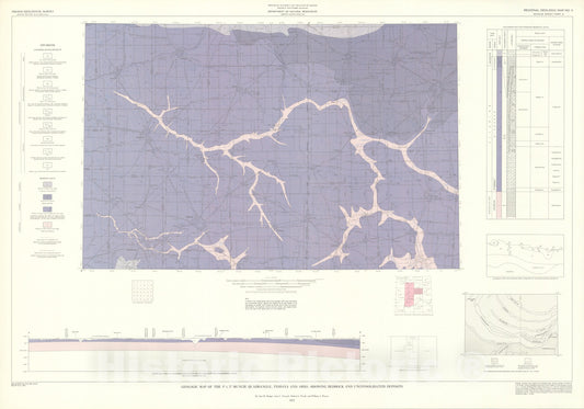 Map : Geologic map of the one degree x two degree Muncie quadrangle, Indiana and Ohio, showing bedrock and unconsolidated deposits [Part A - bedrock units only], one97one Cartography Wall Art :