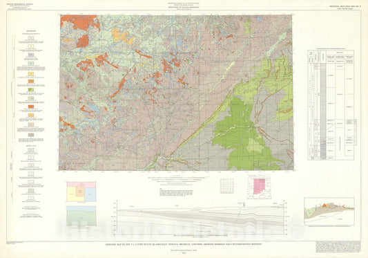 Map : Geologic map of the one degree x two degree Fort Wayne quadrangle, Indiana, Michigan, and Ohio, showing bedrock and unconsolidated deposits, one97two Cartography Wall Art :