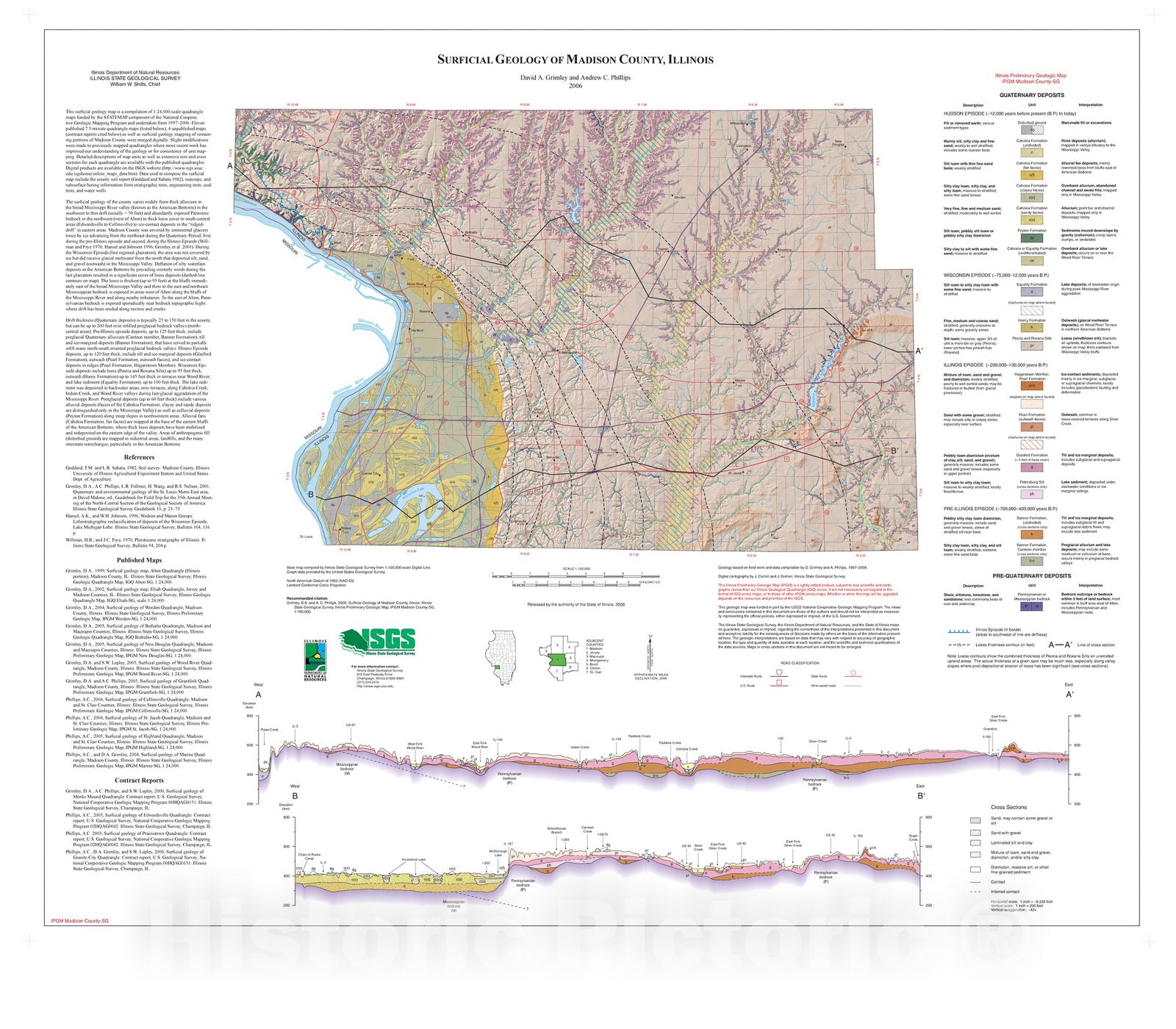 Map : Surficial geology of Madison County, 2006 Cartography Wall Art :