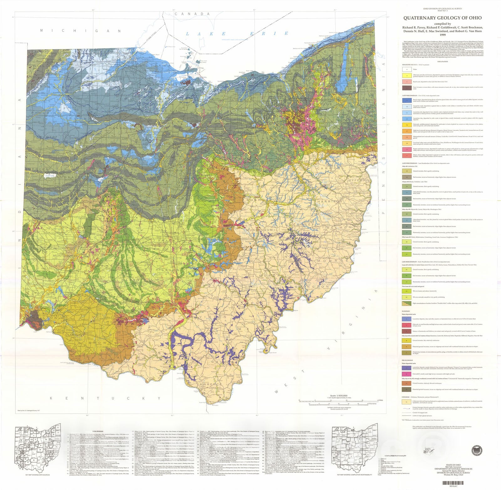 Map : Quaternary geology of Ohio, 1999 Cartography Wall Art :