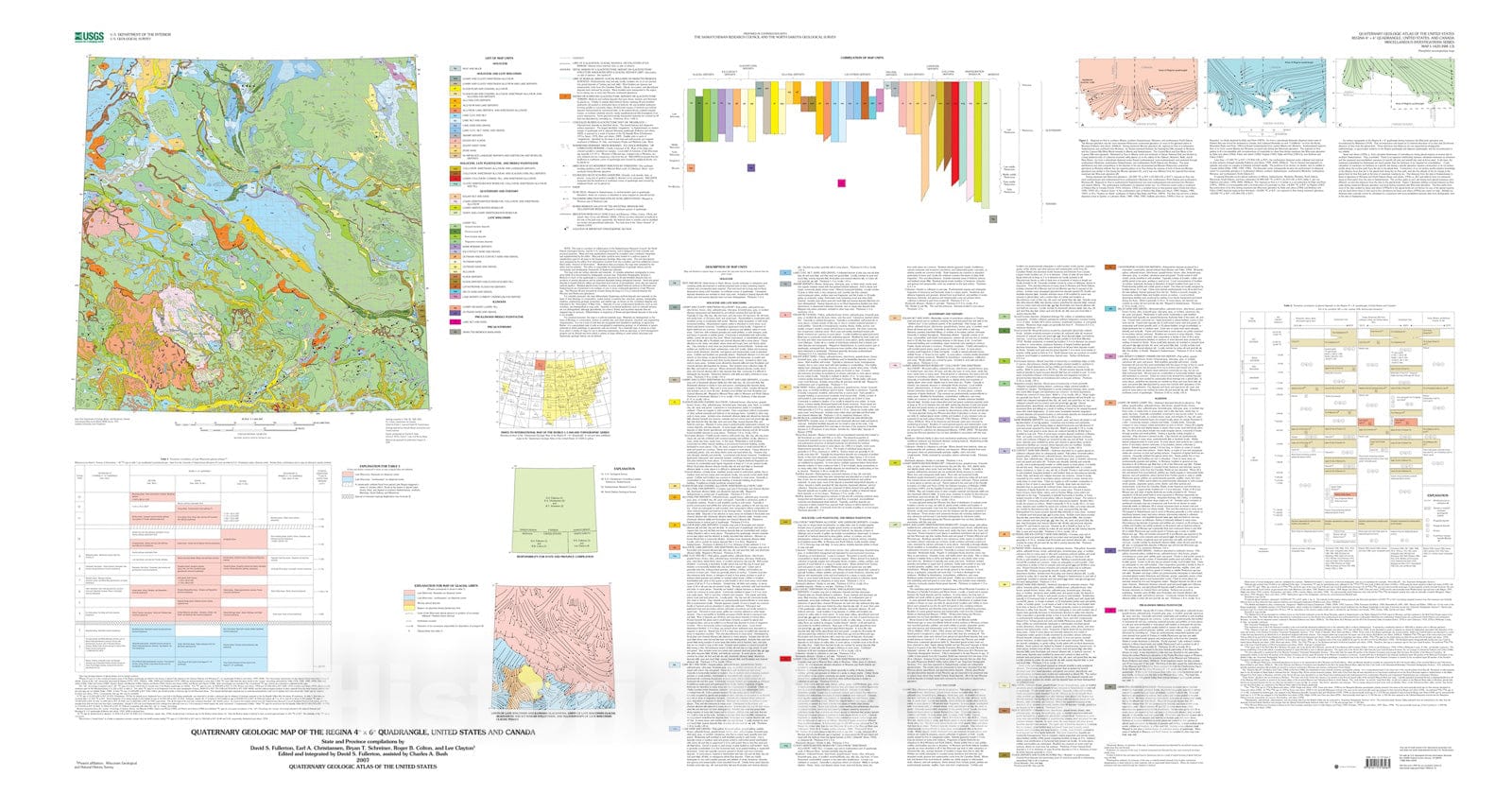 Map : Quaternary geologic map of the Regina four degree x six degree quadrangle, United States and Canada, 2007 Cartography Wall Art :