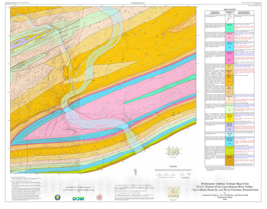 Map : Preliminary bedrock geologic map of the middle portion of the Susquehanna River valley, Cumberland, Dauphin, and Perry Counties, Pennsylvania, 2007 Cartography Wall Art :