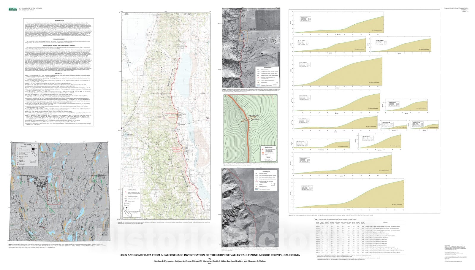 Map : Logs and scarp data from a paleoseismic investigation of the Surprise Valley fault zone, Modoc County, California, 2007 Cartography Wall Art :