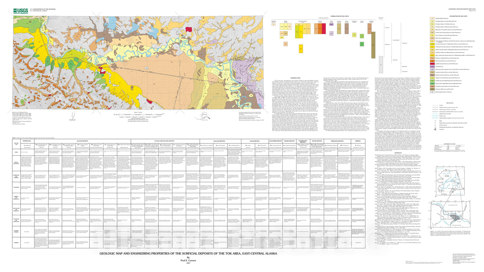 Map : Geologic map and engineering properties of the surficial deposits of the Tok area, east-central Alaska, 2007 Cartography Wall Art :