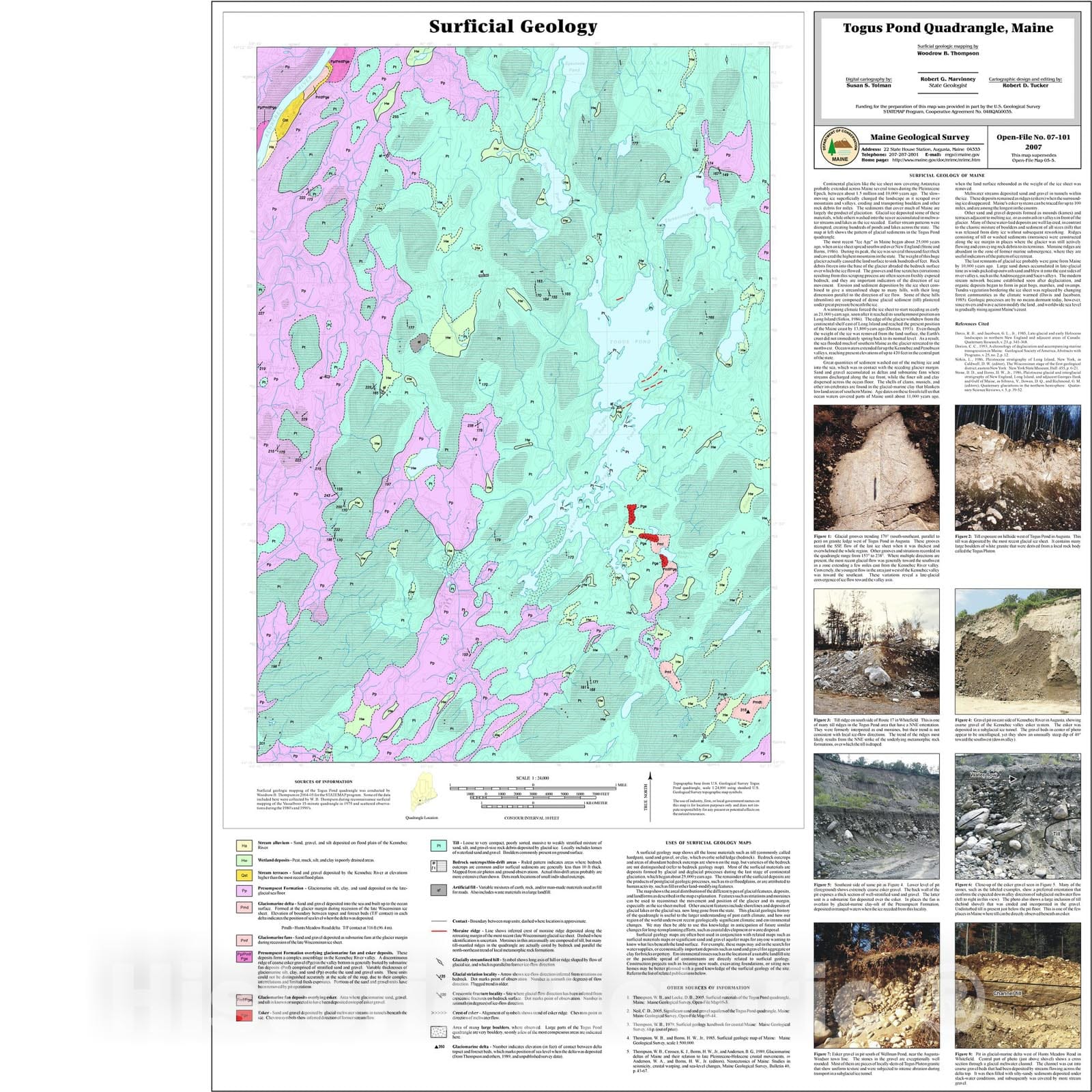 Map : Surficial geology of the Togus Pond quadrangle, 2007 Cartography Wall Art :