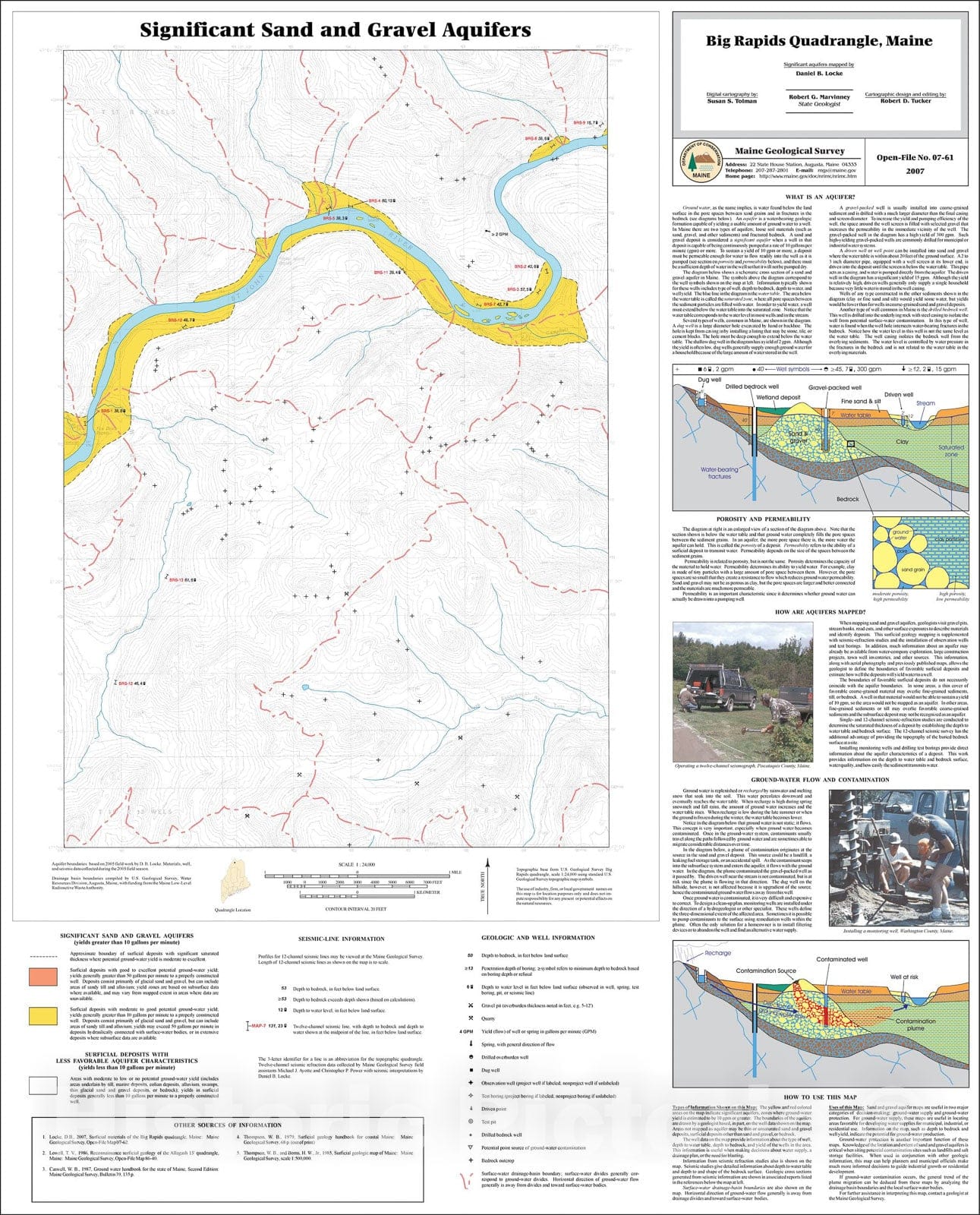 Map : Significant sand and gravel aquifers in the Big Rapids quadrangle, Maine, 2007 Cartography Wall Art :