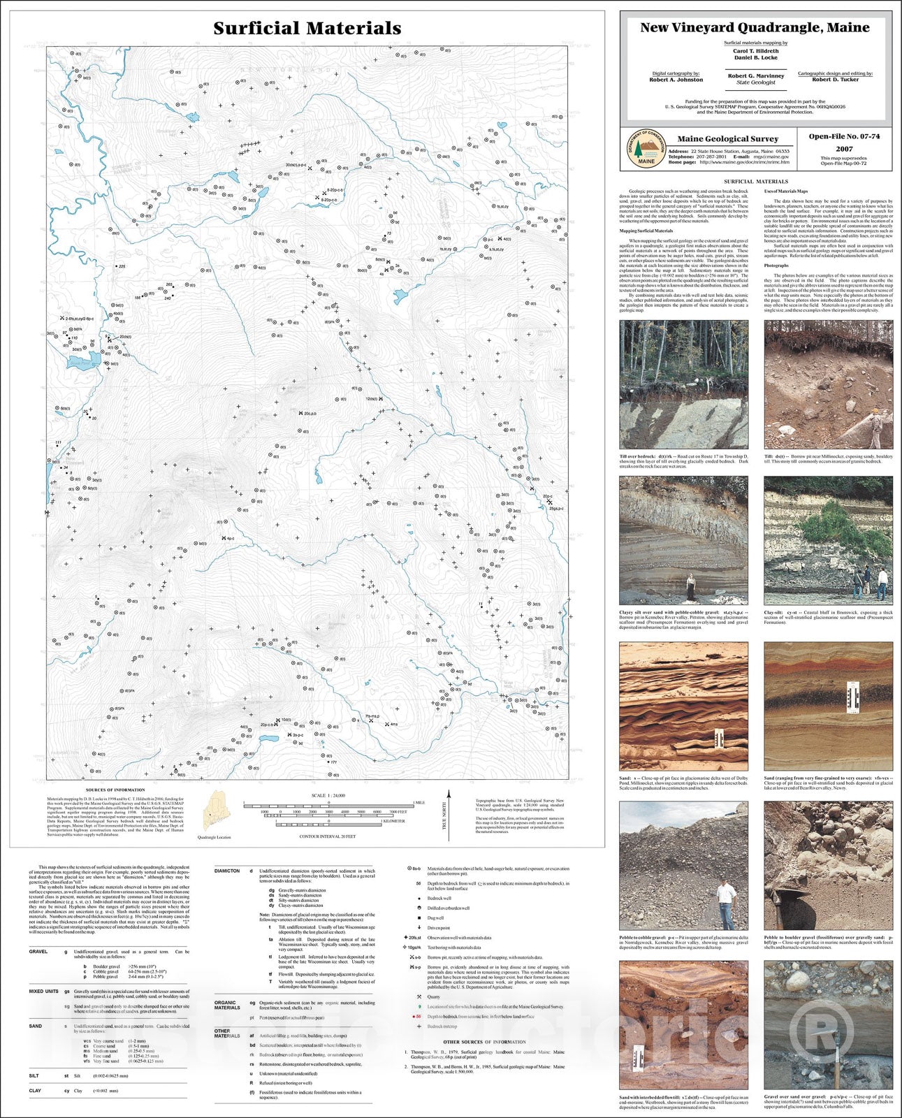 Map : Surficial materials of the New Vineyard quadrangle, Maine, 2007 Cartography Wall Art :