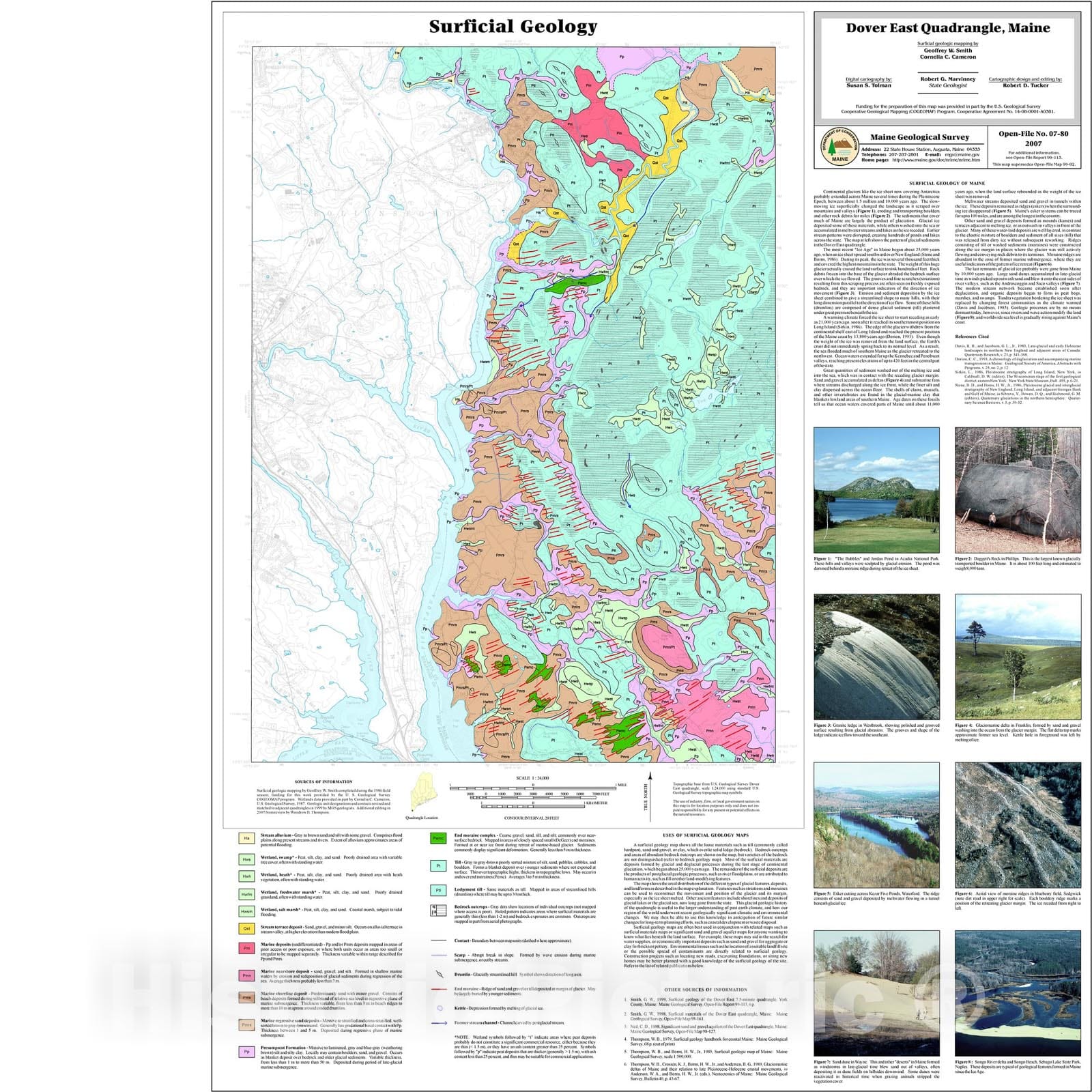 Map : Surficial geology of the Dover East quadrangle, Maine, 2007 Cartography Wall Art :