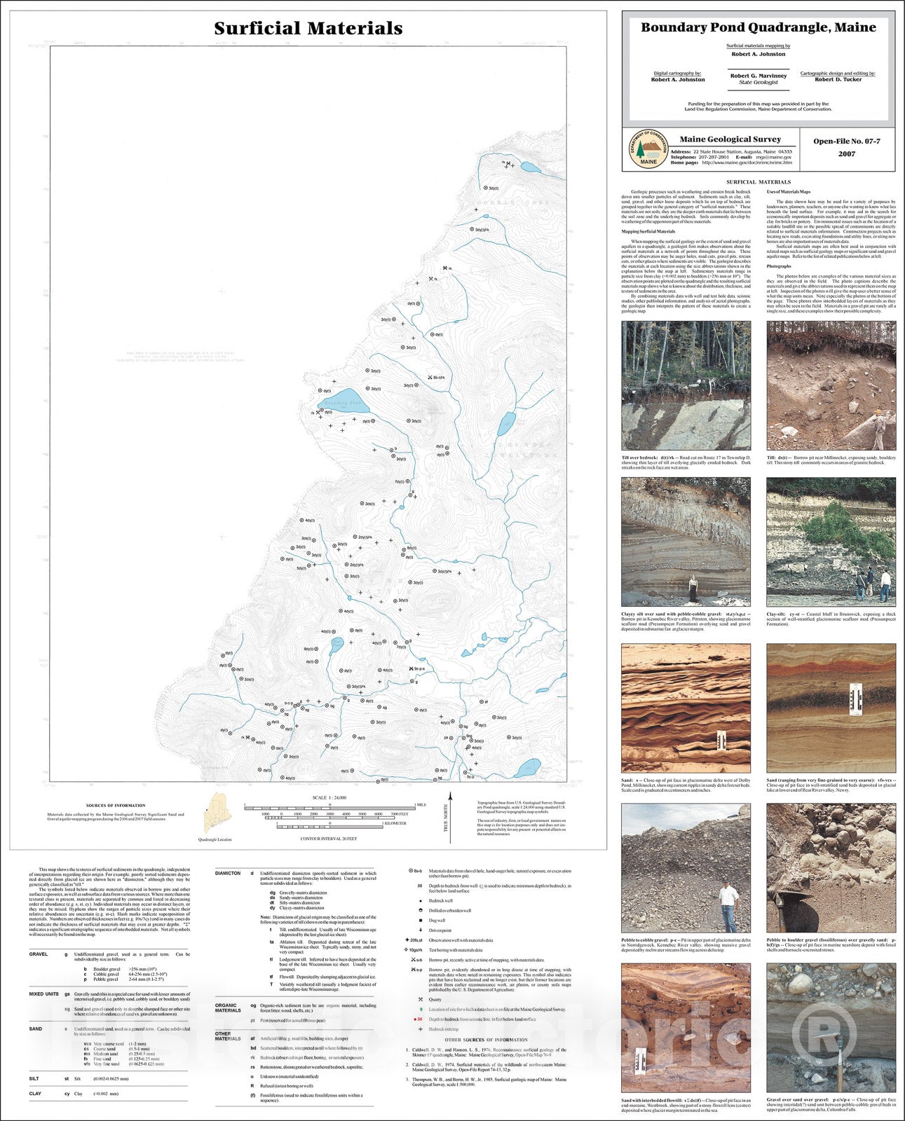 Map : Surficial materials of the Boundary Pond quadrangle, Maine, 2007 Cartography Wall Art :
