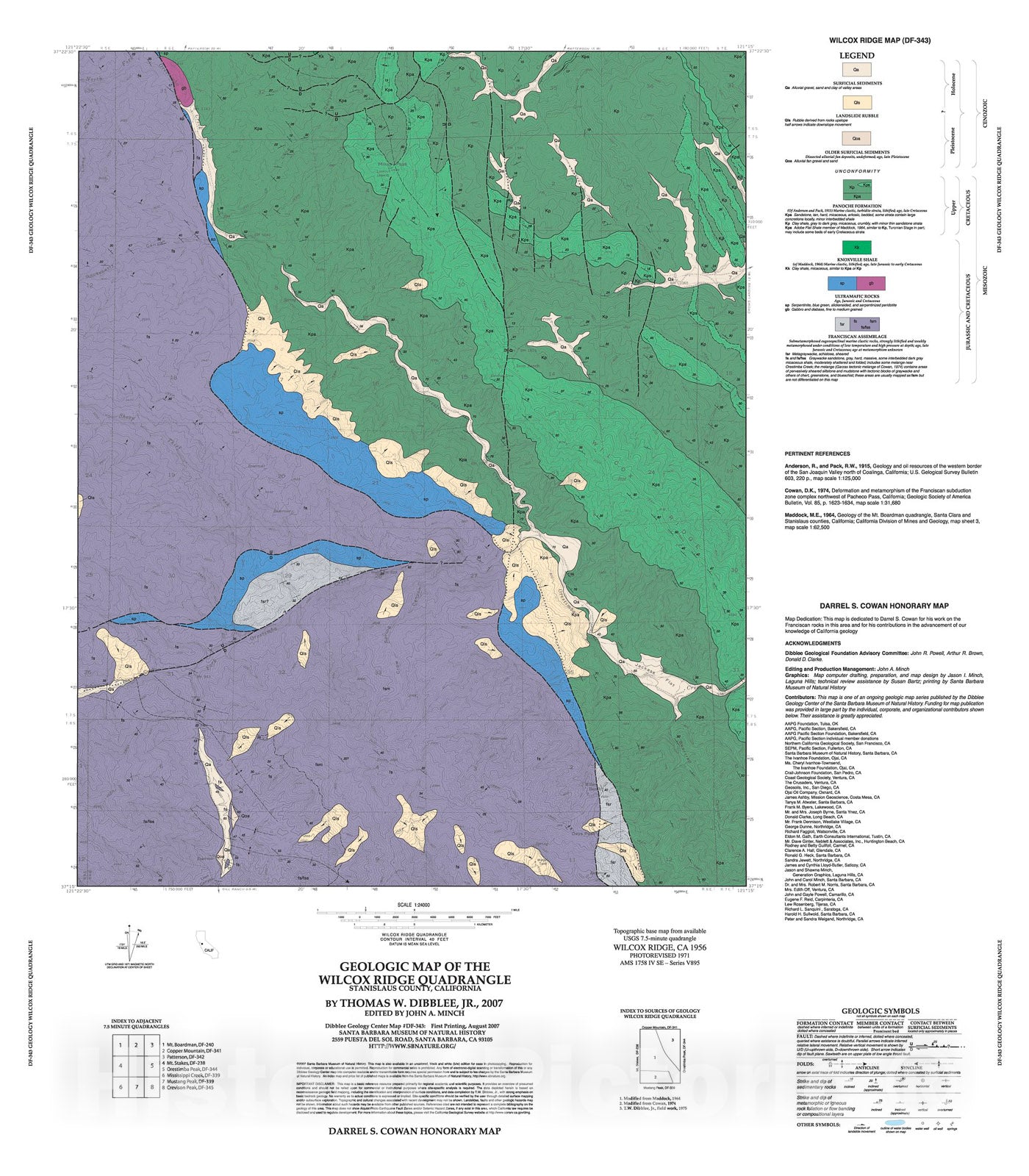 Map : Geologic map of the Wilcox Ridge quadrangle, Stanislaus County,  California, 2007 Cartography Wall Art :