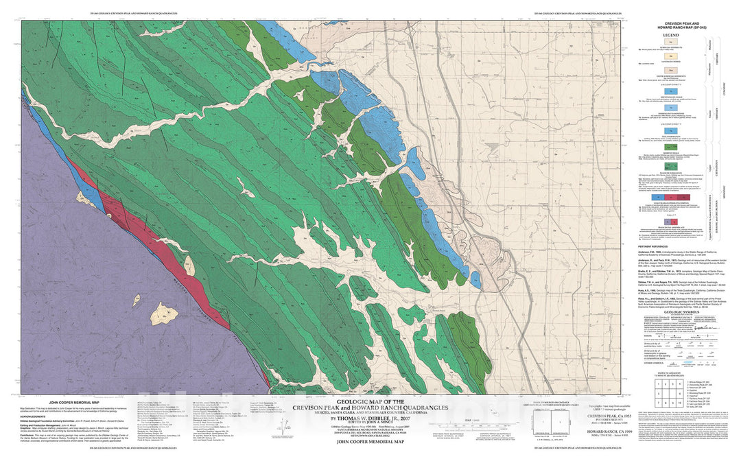 Map : Geologic map of the Crevison Peak and Howard Ranch quadrangles, Merced, Santa Clara,  and Stanislaus Counties,  California, 2007 Cartography Wall Art :
